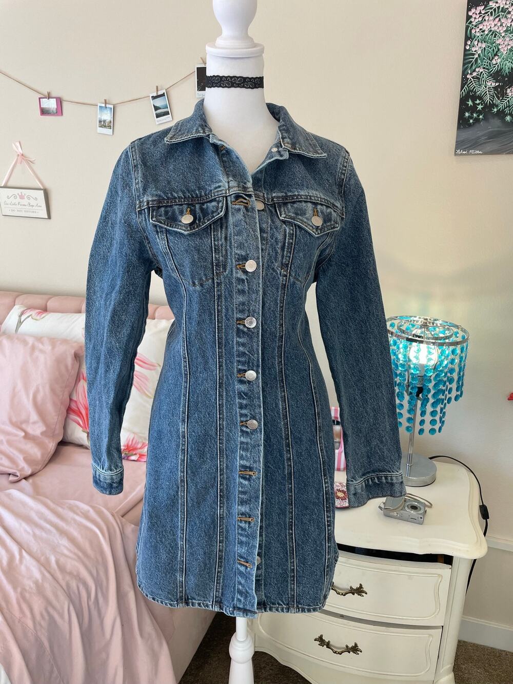 h&m denim long sleeve dress
